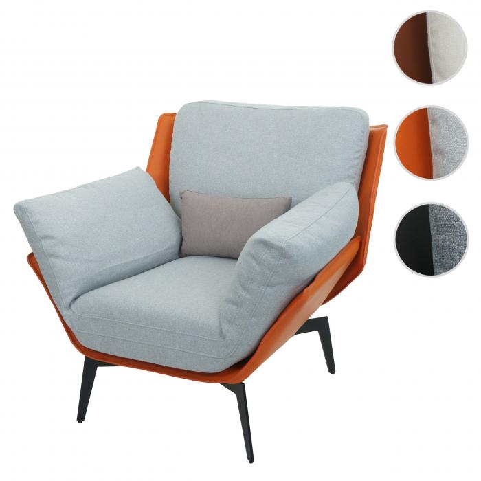 Sessel HWC-L82, Lounge-Sessel Cocktailsessel Polstersessel Relaxsessel, Kunstleder Stoff/Textil Metall ~ terrakotta