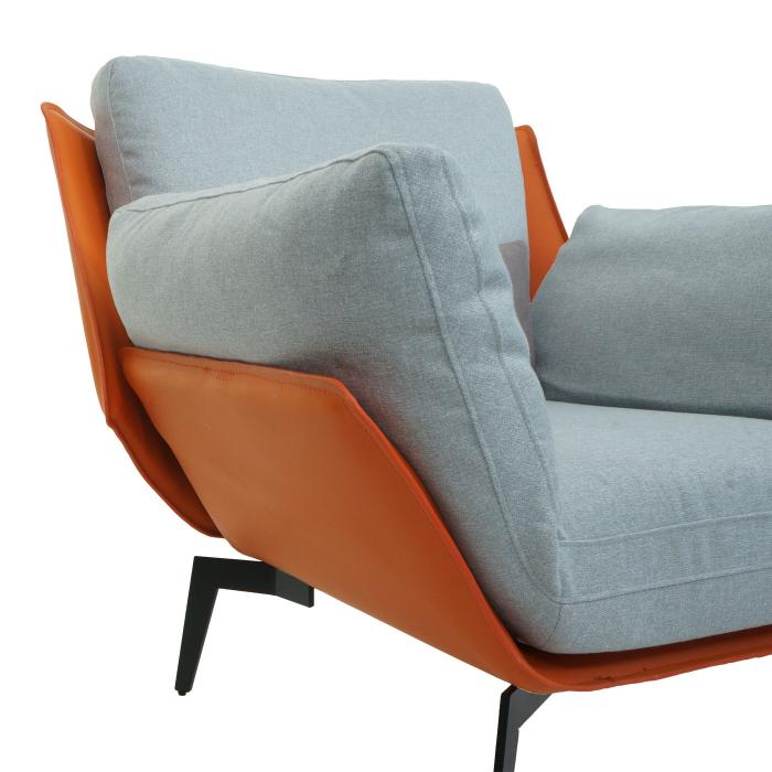 Retourenware | Sessel HWC-L82, Lounge-Sessel Cocktailsessel Polstersessel, Kunstleder Stoff/Textil Metall ~ terrakotta