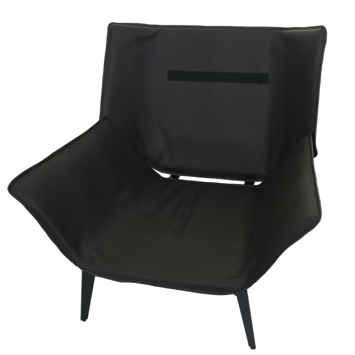 Sessel HWC-L82, Lounge-Sessel Cocktailsessel Polstersessel Relaxsessel, Kunstleder Stoff/Textil Metall ~ schwarz