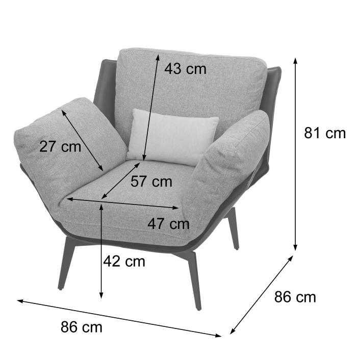 Sessel HWC-L82, Lounge-Sessel Cocktailsessel Polstersessel Relaxsessel, Kunstleder Stoff/Textil Metall ~ schwarz