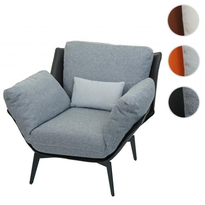 Sessel HWC-L82, Lounge-Sessel Cocktailsessel Polstersessel Relaxsessel, Kunstleder Stoff/Textil Metall ~ schwarz