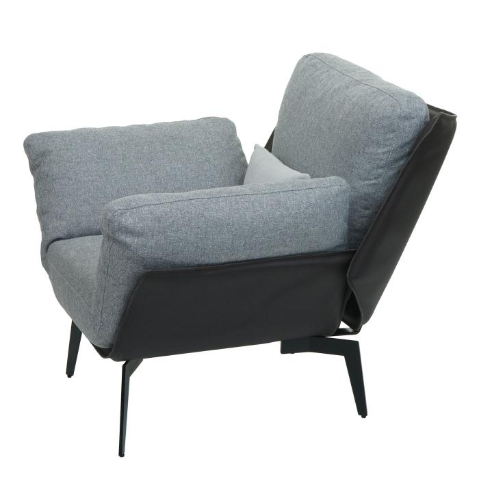 Sessel HWC-L82, Lounge-Sessel Cocktailsessel Polstersessel Relaxsessel, Kunstleder Stoff/Textil Metall ~ schwarz