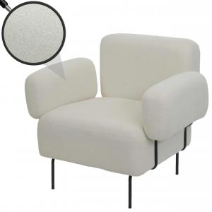 Lounge-Sessel HWC-L83, Cocktailsessel Polstersessel Sessel, Boucl Stoff/Textil Metall ~ creme
