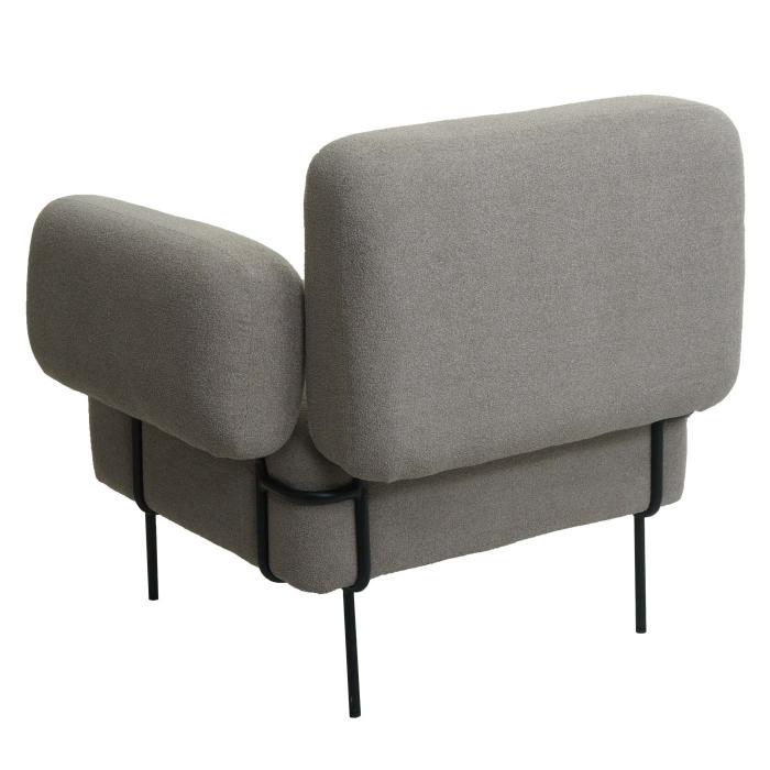 Lounge-Sessel HWC-L83, Cocktailsessel Polstersessel Sessel, Boucl Stoff/Textil Metall ~ grau