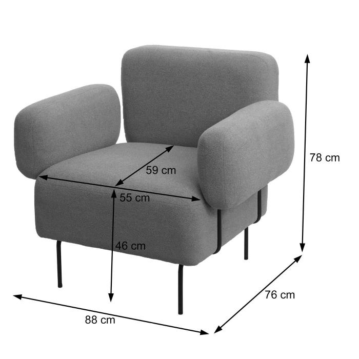 Lounge-Sessel HWC-L83, Cocktailsessel Polstersessel Sessel, Boucl Stoff/Textil Metall ~ altrosa