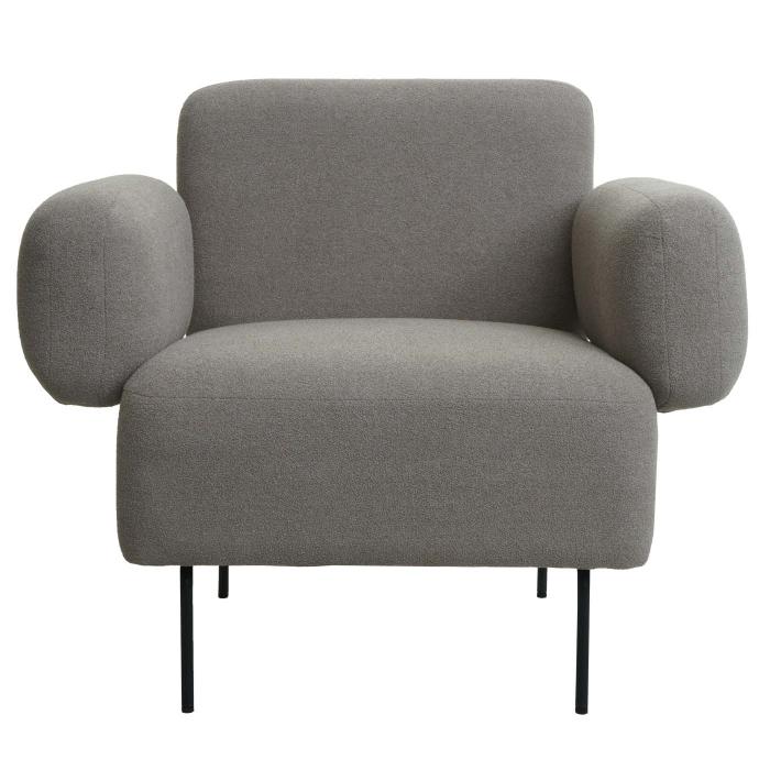 Lounge-Sessel HWC-L83, Cocktailsessel Polstersessel Sessel, Boucl Stoff/Textil Metall ~ grau