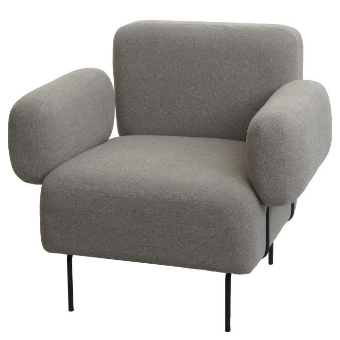 Lounge-Sessel HWC-L83, Cocktailsessel Polstersessel Sessel, Boucl Stoff/Textil Metall ~ grau