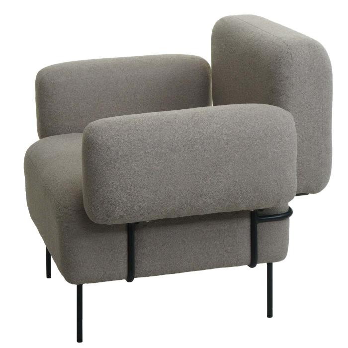 Lounge-Sessel HWC-L83, Cocktailsessel Polstersessel Sessel, Boucl Stoff/Textil Metall ~ grau