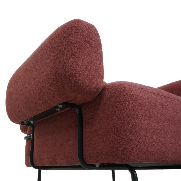 Lounge-Sessel HWC-L83, Cocktailsessel Polstersessel Sessel, Boucl Stoff/Textil Metall ~ altrosa