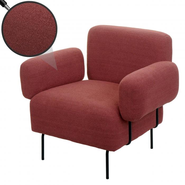 Lounge-Sessel HWC-L83, Cocktailsessel Polstersessel Sessel, Boucl Stoff/Textil Metall ~ altrosa