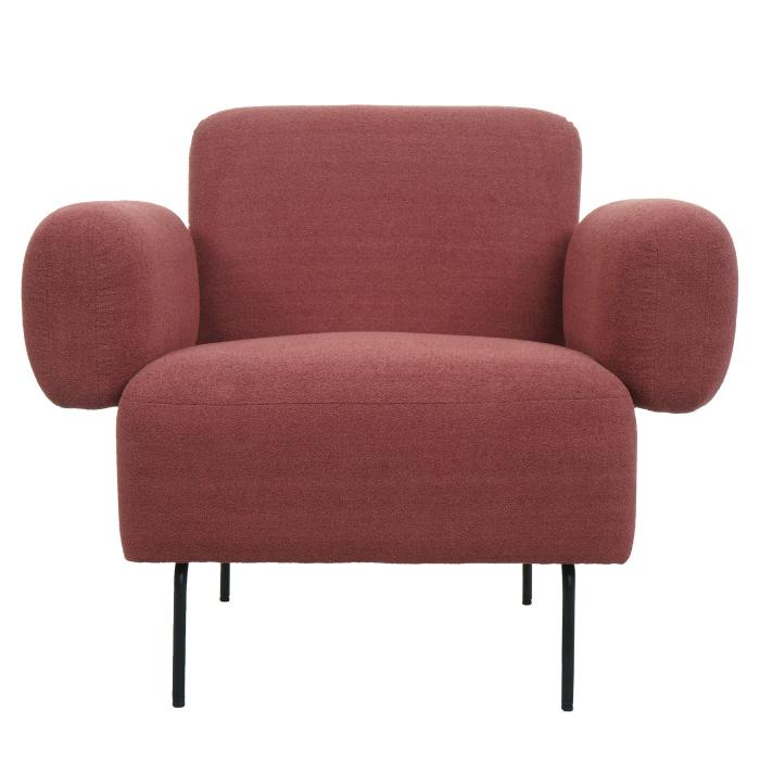 Lounge-Sessel HWC-L83, Cocktailsessel Polstersessel Sessel, Boucl Stoff/Textil Metall ~ altrosa