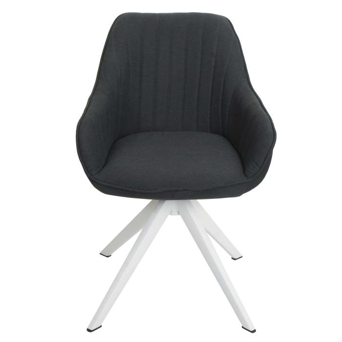 6er-Set Esszimmerstuhl HWC-K27, Kchenstuhl Stuhl mit Armlehne, drehbar Stoff/Textil ~ dunkelgrau