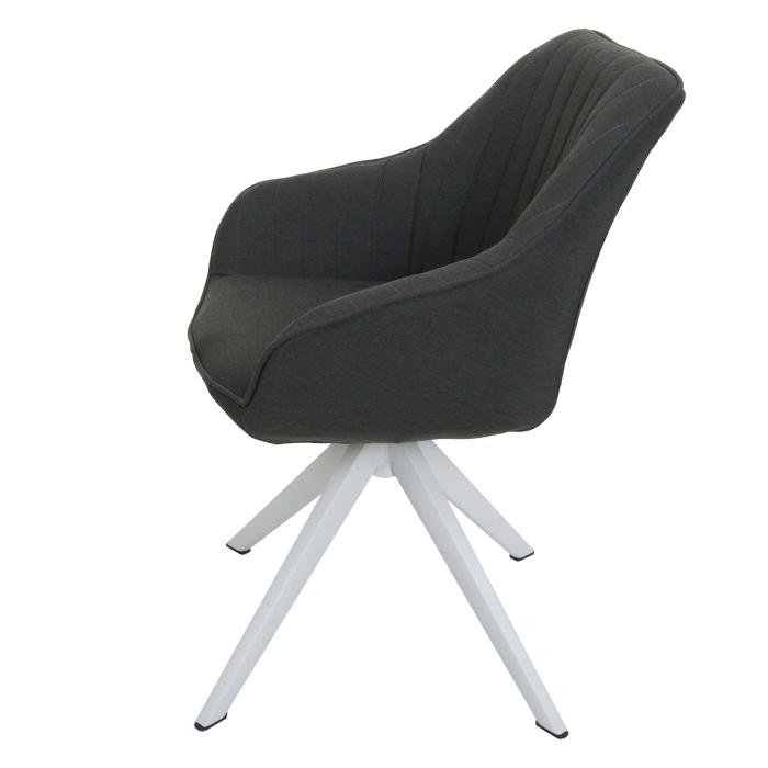 6er-Set Esszimmerstuhl HWC-K27, Küchenstuhl Stuhl mit Armlehne, drehbar  Stoff/Textil ~ dunkelgrau von Heute-Wohnen