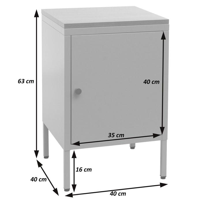 Nachttisch HWC-L84, Nachtschrank Kommode Beistelltisch Schrank, Metall 63x40x40cm, Melaminbeschichtet ~ grau