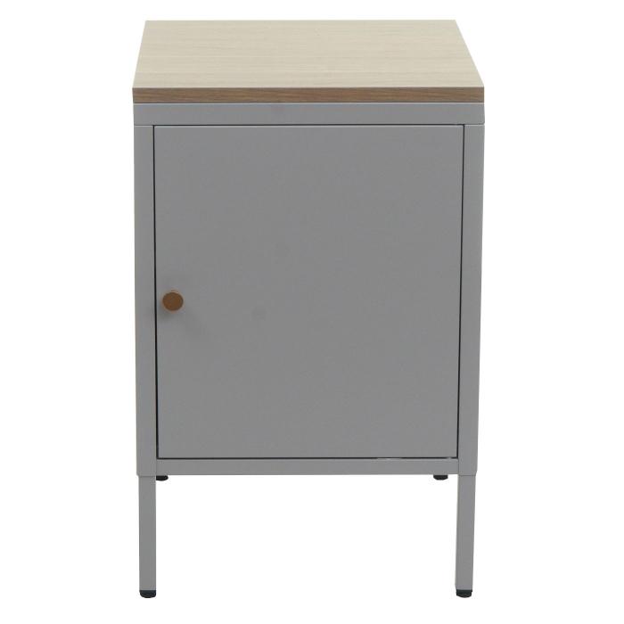 Nachttisch HWC-L84, Nachtschrank Kommode Beistelltisch Schrank, Metall 63x40x40cm, Melaminbeschichtet ~ grau