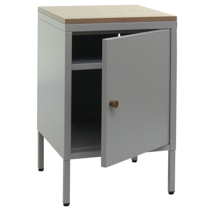 Nachttisch HWC-L84, Nachtschrank Kommode Beistelltisch Schrank, Metall 63x40x40cm, Melaminbeschichtet ~ grau