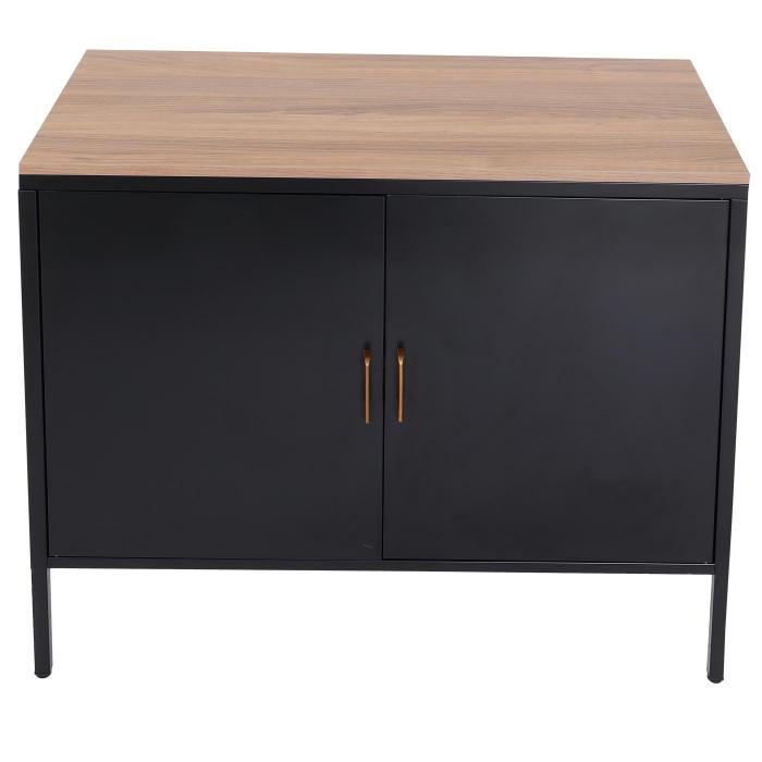 Kommode HWC-L84, Sideboard Schrank Anrichte, 2 Tren Metall 90x90x40cm, Melamin beschichtet ~ schwarz