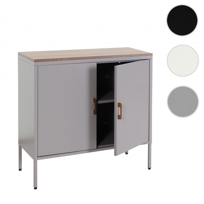 Kommode HWC-L84, Sideboard Schrank Anrichte, 2 Tren Metall 90x90x40cm, Melamin beschichtet ~ grau