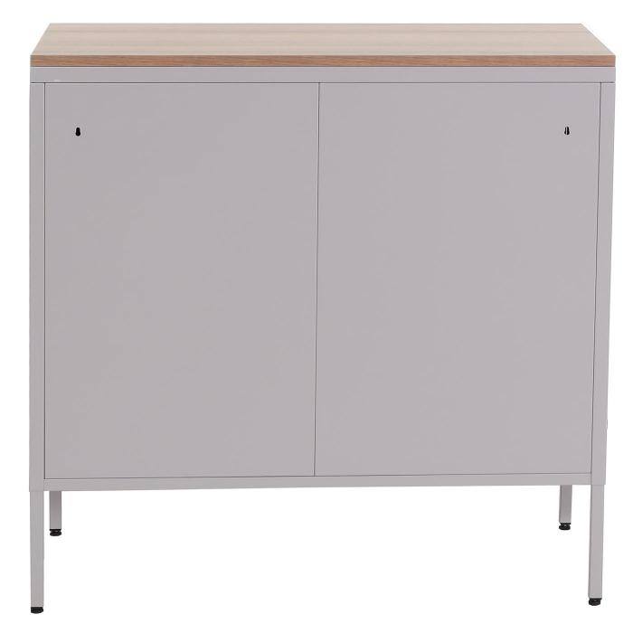 Kommode HWC-L84, Sideboard Schrank Anrichte, 2 Tren Metall 90x90x40cm, Melamin beschichtet ~ grau