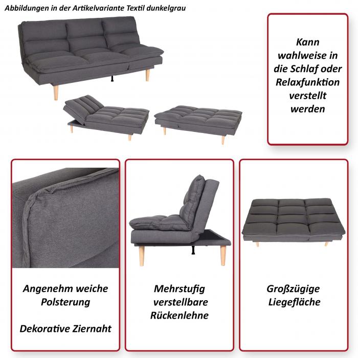 Schlafsofa HWC-M79, Gstebett Schlafcouch Couch Sofa, Schlaffunktion Liegeflche 180x110cm ~ Stoff/Textil dunkelgrau