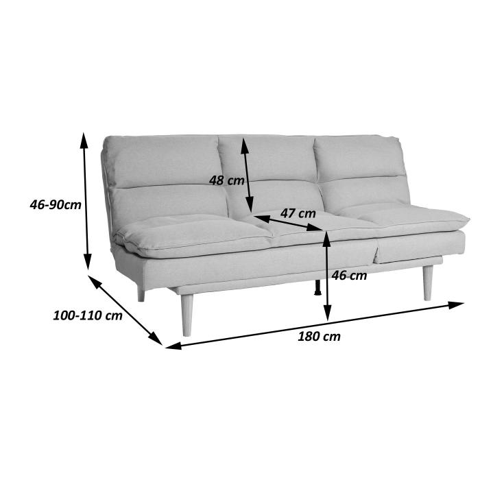 Schlafsofa HWC-M79, Gstebett Schlafcouch Couch Sofa, Schlaffunktion Liegeflche 180x110cm ~ Stoff/Textil blau-grau
