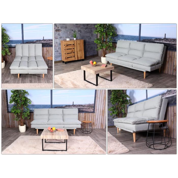 Schlafsofa HWC-M79, Gstebett Schlafcouch Couch Sofa, Schlaffunktion Liegeflche 180x110cm ~ Stoff/Textil mint-grau