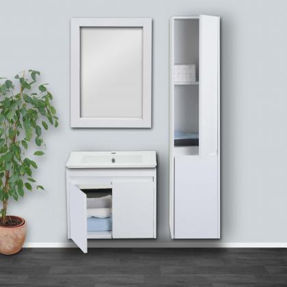 Badezimmerset HWC-L86, Waschtisch Wandspiegel Hngeschrank Waschbecken, FSC Melaminbeschichtet ~ wei
