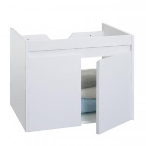 Waschbeckenunterschrank HWC-L86, Badezimmer Waschtisch Unterschrank, MVG Melamin 2 Tren 48x59x46cm ~ wei