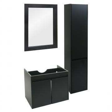 Badezimmerset HWC-L86, Waschtisch Wandspiegel Hngeschrank Badmbel, FSC Melaminbeschichtet ~ schwarz