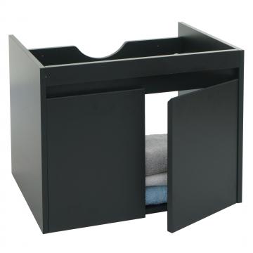 Waschbeckenunterschrank HWC-L86, Badezimmer Waschtisch Unterschrank, FSC Melamin 2 Tren 48x59x46cm ~ schwarz