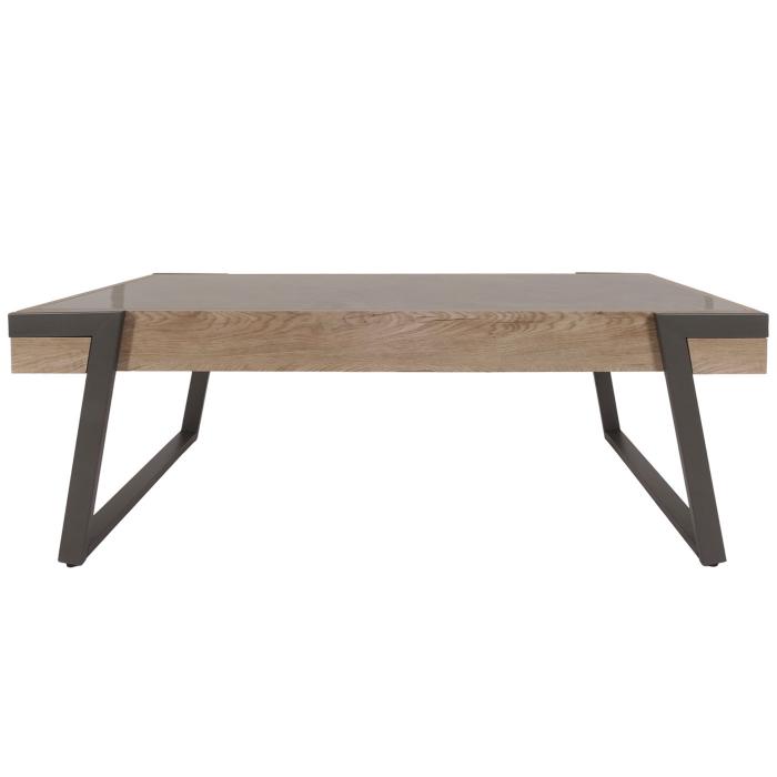 Couchtisch HWC-L89, Sofatisch Wohnzimmertisch, Eisen 43x120x64cm Sinterstein Marmor-Optik grau Holz grau-braun