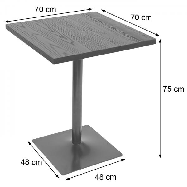 Bistrotisch HWC-H10, Bartisch Thekentisch, Industrial Gastro Metall Ulme Massivholz MVG 70x70cm ~ dunkelbraun