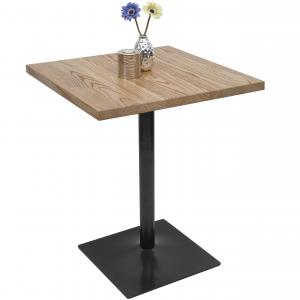 Bistrotisch HWC-H10, Bartisch Thekentisch, Industrial Gastro Metall Ulme Massivholz MVG-zertifiziert 70x70cm ~ hellbraun