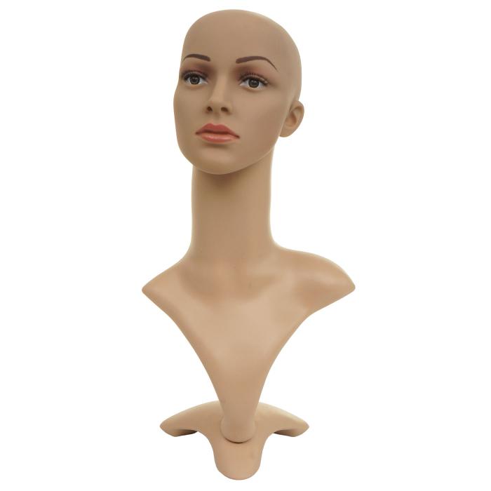 Mannequin-Kopf HWC-G70, Perckenpuppe weiblich Frau Schaufensterfigur Puppe Schaufensterpuppe, beweglich 55cm