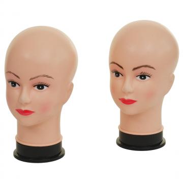 2x Mannequin-Kopf HWC-G81, Perckenpuppe weiblich Frau Schaufensterfigur Puppe Schaufensterpuppe, 30cm