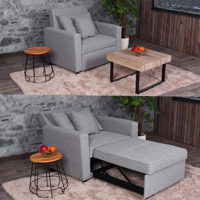 Schlafsessel HWC-L90, Klappsessel Schlafsofa Gstebett Relaxsessel, Liegeflche 197x103cm Stoff/Textil ~ dunkelgrau