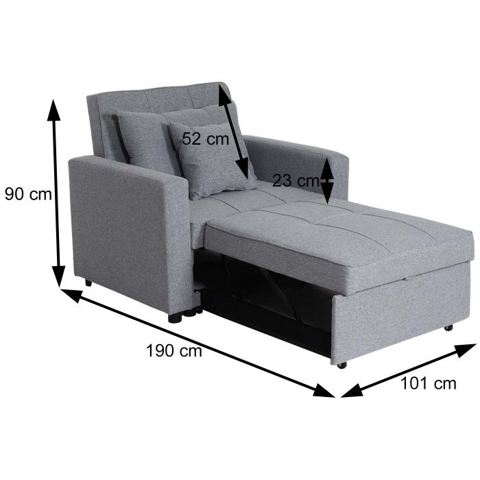 Schlafsessel HWC-L90, Klappsessel Schlafsofa Gstebett Relaxsessel, Liegeflche 197x103cm Stoff/Textil ~ dunkelgrau