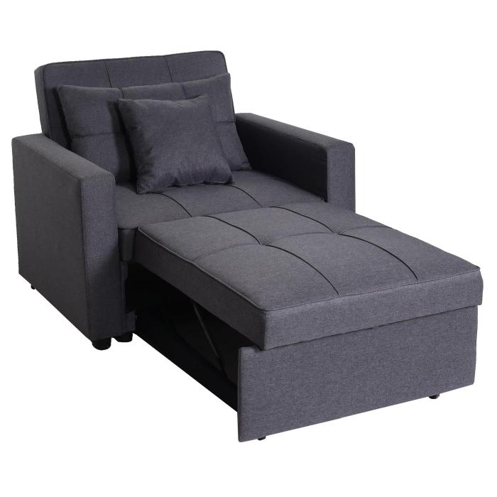 Schlafsessel HWC-L90, Klappsessel Schlafsofa Gstebett Relaxsessel, Liegeflche 197x103cm Stoff/Textil ~ dunkelgrau