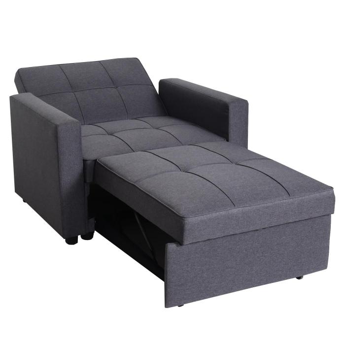 Schlafsessel HWC-L90, Klappsessel Schlafsofa Gstebett Relaxsessel, Liegeflche 197x103cm Stoff/Textil ~ dunkelgrau