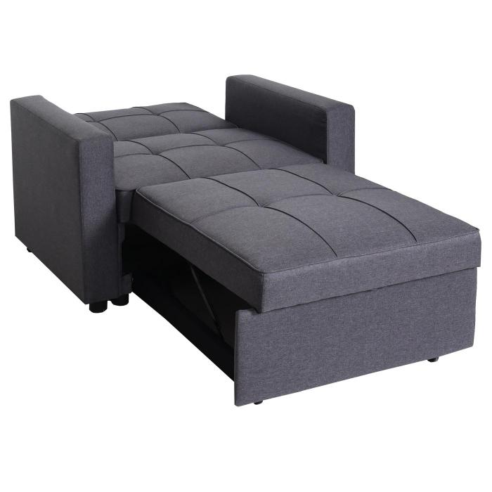 Schlafsessel HWC-L90, Klappsessel Schlafsofa Gstebett Relaxsessel, Liegeflche 197x103cm Stoff/Textil ~ dunkelgrau