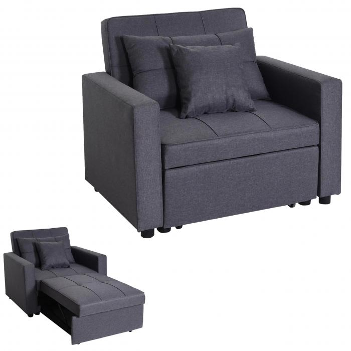 Schlafsessel HWC-L90, Klappsessel Schlafsofa Gstebett Relaxsessel, Liegeflche 197x103cm Stoff/Textil ~ dunkelgrau