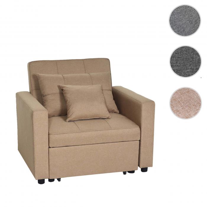 Schlafsessel HWC-L90, Klappsessel Schlafsofa Gstebett Relaxsessel, Liegeflche 197x103cm Stoff/Textil ~ taupe