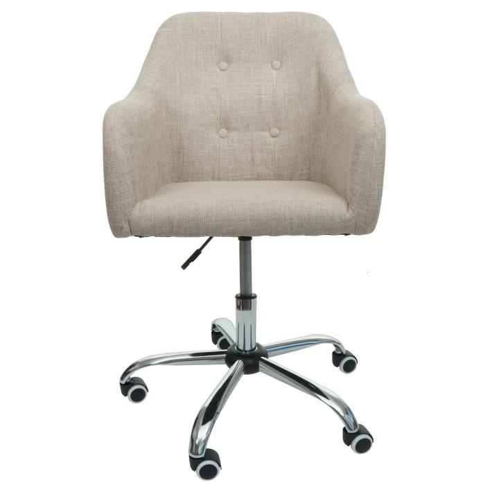 Brostuhl HWC-L92, Drehstuhl Schreibtischstuhl Computerstuhl Brosessel Stuhl, mit Armlehne ~ Stoff/Textil creme