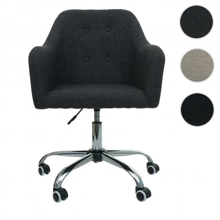 Brostuhl HWC-L92, Drehstuhl Schreibtischstuhl Computerstuhl Brosessel Stuhl, mit Armlehne ~ Stoff/Textil dunkelgrau