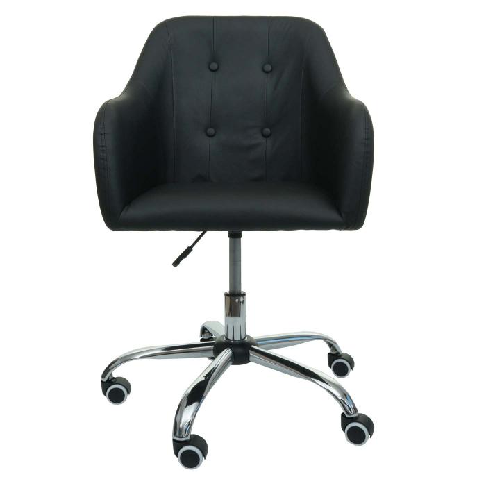 Brostuhl HWC-L92, Drehstuhl Schreibtischstuhl Computerstuhl Brosessel Stuhl, mit Armlehne ~ Kunstleder schwarz