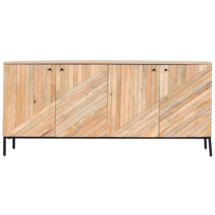 Sideboard HWC-L95, Kommode Schrank Anrichte, Massiv-Holz Mango 79x176x42cm, natur