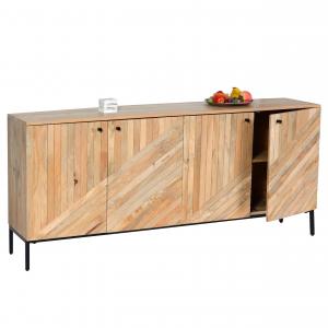 Sideboard HWC-L95, Kommode Schrank Anrichte, Massiv-Holz Mango 79x176x42cm, natur