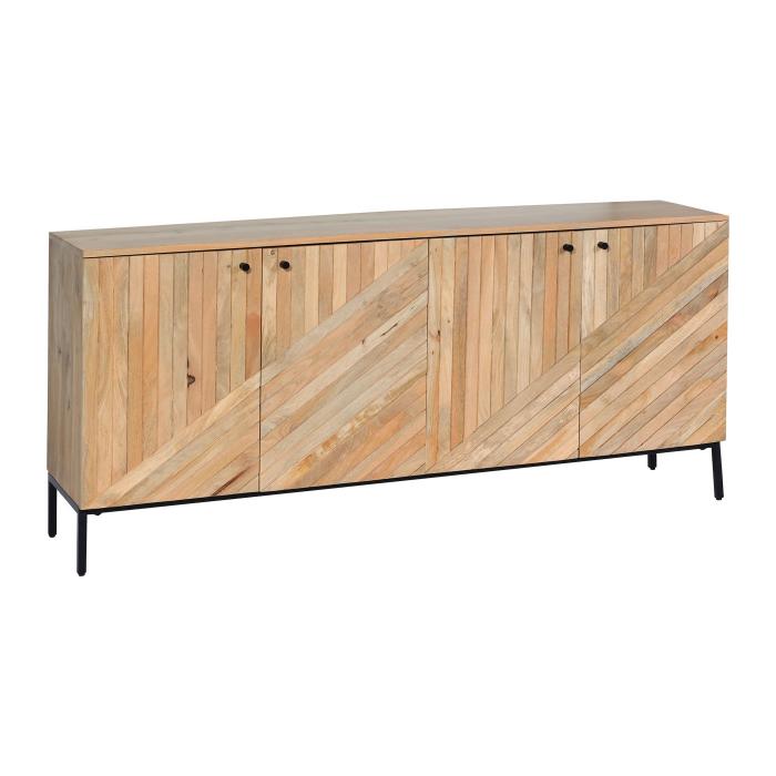 Sideboard HWC-L95, Kommode Schrank Anrichte, Massiv-Holz Mango 79x176x42cm, natur