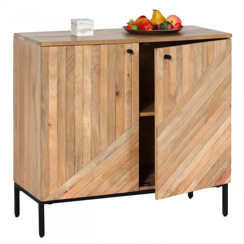 Highboard HWC-L95, Kommode Schrank Sideboard, Massiv-Holz Mango 86x90x43cm MVG-zertifiziert, natur