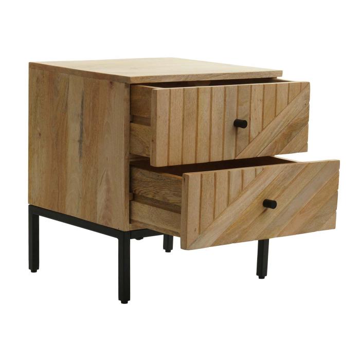 Nachttisch HWC-L95, Kommode Beistelltisch Nachtschrank Schrank, Schublade Mango-Holz 51x45x40cm MVG-zertifiziert, natur